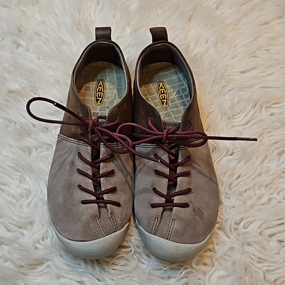 Keen Lower East Side Lace Sneakers - Tan & Brown Leather - Women’s Size 7.5
